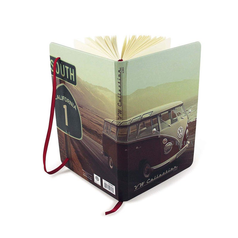BRISA VW Collection - Volkswagen Notebook-Diary-Writing Book, Lined with Hardcover Binding in T1 Bus Campervan Design DIN A5 (Highway 1/Multicolor) - Image 1